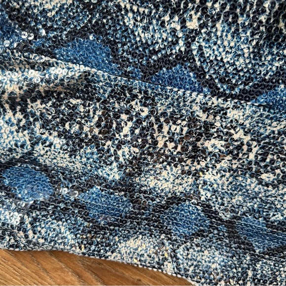 Superdown from Revolve blue snakeskin print sequined mini dress, size XS - Picture 6 of 6